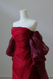 Simple Satin Burgundy Long Prom Dress, Burgundy Long Evening Dress APP1059