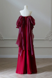 Simple Satin Burgundy Long Prom Dress, Burgundy Long Evening Dress APP1059