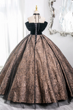 A Line Sweetheart Neck Tulle Satin Black Long Prom Dress, Black Long Evening Dress APP1067