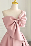 A Line Sweetheart Neck Satin Pink Long Prom Dress, Pink Long Evening Dress APP0989