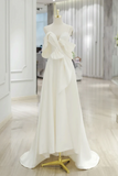 A Line Sweetheart Neck Satin ivory Long Prom Dress, ivory Long Formal Dress APP0991