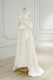 A Line Sweetheart Neck Satin ivory Long Prom Dress, ivory Long Formal Dress APP0991