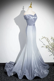 Elegant Mermaid Gray Long Prom Dress, Gray Party Dress APP0998