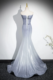 Elegant Mermaid Gray Long Prom Dress, Gray Party Dress APP0998