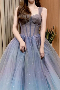 Sparkly A Line Sleeveless Long Prom Dress, Evening Gown APP1000