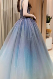 Sparkly A Line Sleeveless Long Prom Dress, Evening Gown APP1000