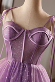 Light Purple Knee Length Straps Party Dress, Light Purple Homecoming Dress APH0265