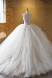 Light Champagne Ball Gown Tulle Sweetheart Long Prom Dress, Beautiful Formal Dress Wedding Dress APW0429