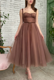 Simple sweetheart neck tulle prom dress, short bridesmaid dress APH0279