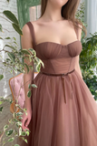 Simple sweetheart neck tulle prom dress, short bridesmaid dress APH0279