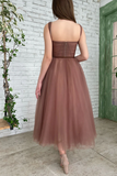 Simple sweetheart neck tulle prom dress, short bridesmaid dress APH0279