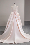 A Line Satin Champagne Pink Long Prom Dress, Champagne Pink Formal Dress APP1035