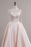 A Line Satin Champagne Pink Long Prom Dress, Champagne Pink Formal Dress APP1035