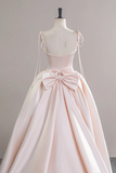 A Line Satin Champagne Pink Long Prom Dress, Champagne Pink Formal Dress APP1035