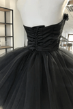 Black Tulle Sweetheart Short Homecoming Dress, Black Prom Dress APH0298