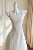 Simple A Line Chiffon Short ivory Prom Dress, Simple ivory Bridesmaid Dress APH0299