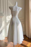 Simple A Line Chiffon Short ivory Prom Dress, Simple ivory Bridesmaid Dress APH0299