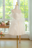 Ivory Tulle Lace Short Prom Dress, Cute ivory Homecoming Dress APH0300