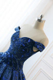 Anneprom Chic Ball Gonws Off-the-Shoulder Ombre Prom Dress Blue Shade Sequins Women Bride Gown Formal Dresses APW0283